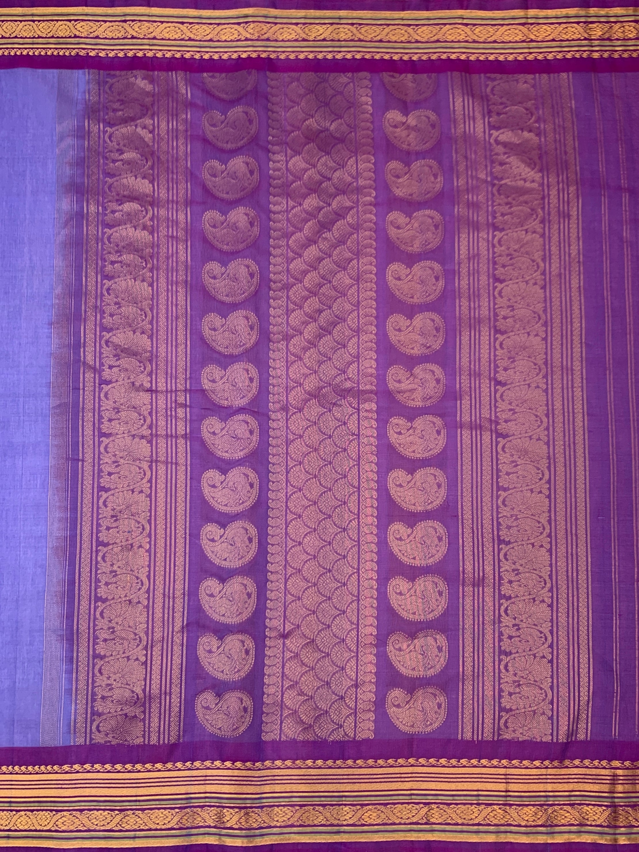 Classic Lavender & Purple Handloom Gadwal Cotton Saree