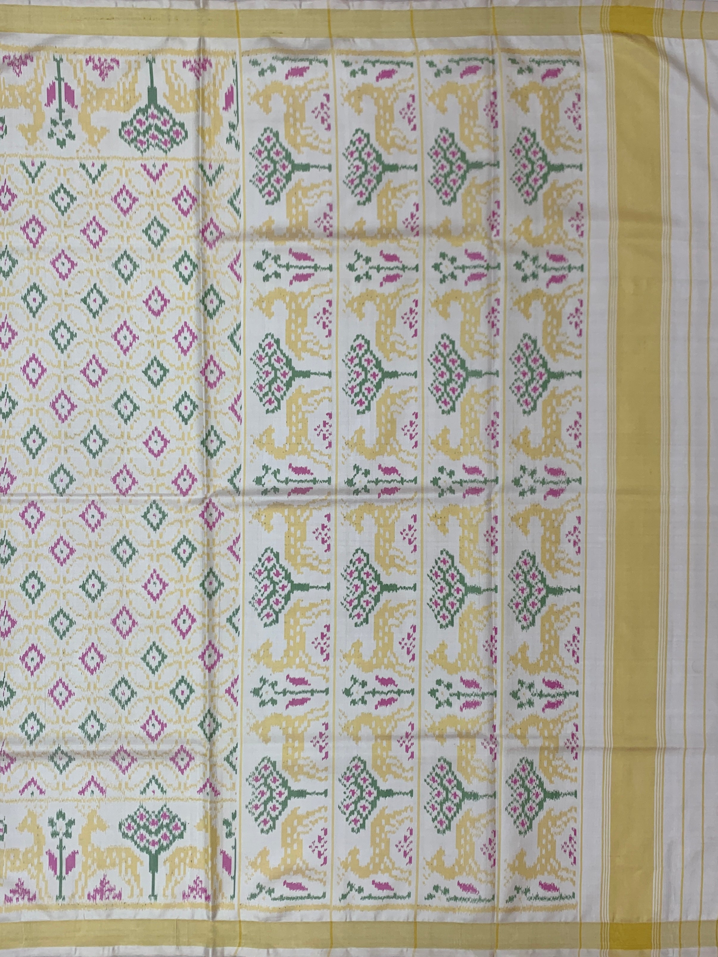 Ethereal Ivory and Pastel Multi Rajkot Patola Silk Saree