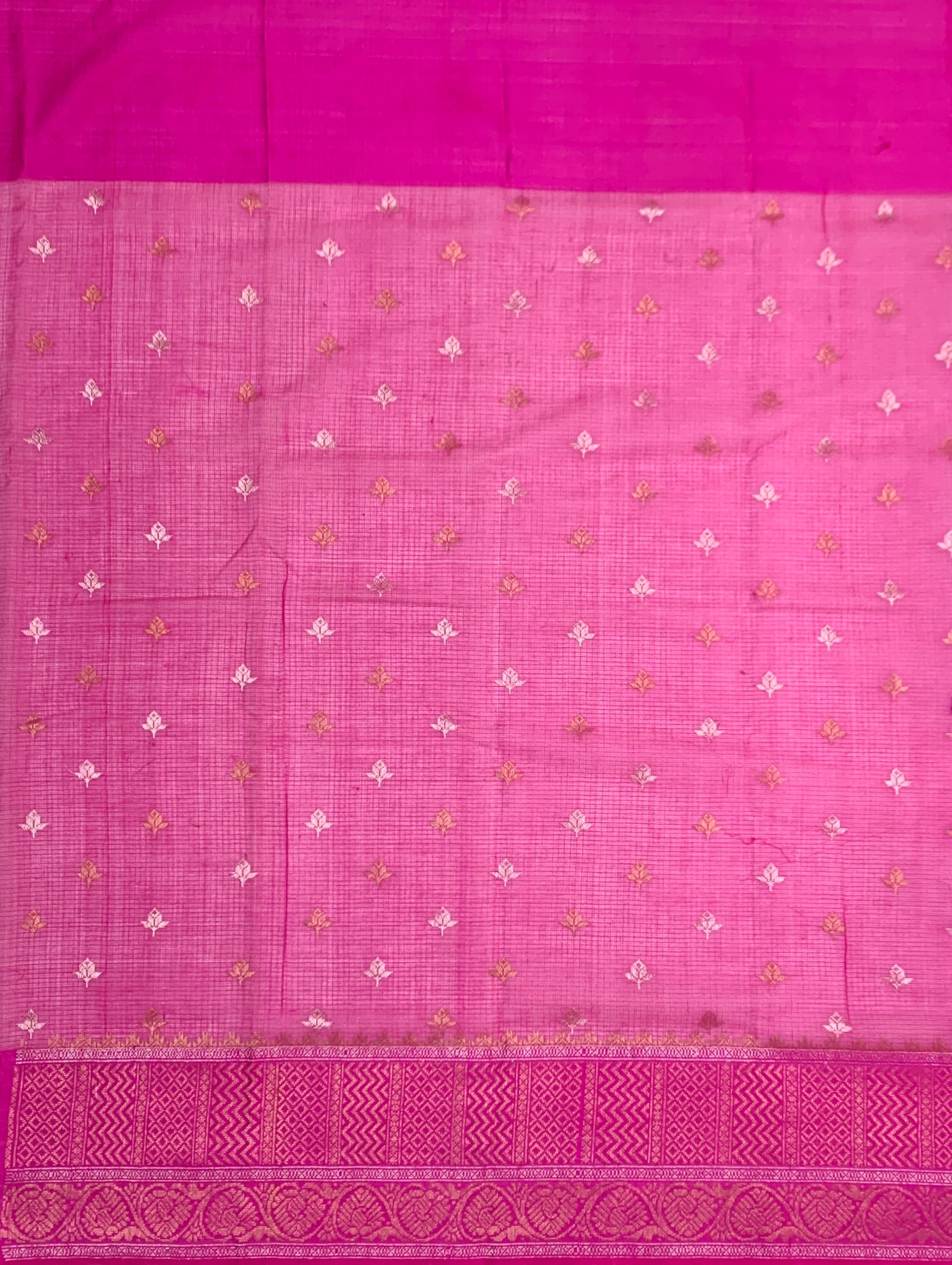 Plum Bird-Motif Tissue Zari Kota Saree with Fuchsia Blouse