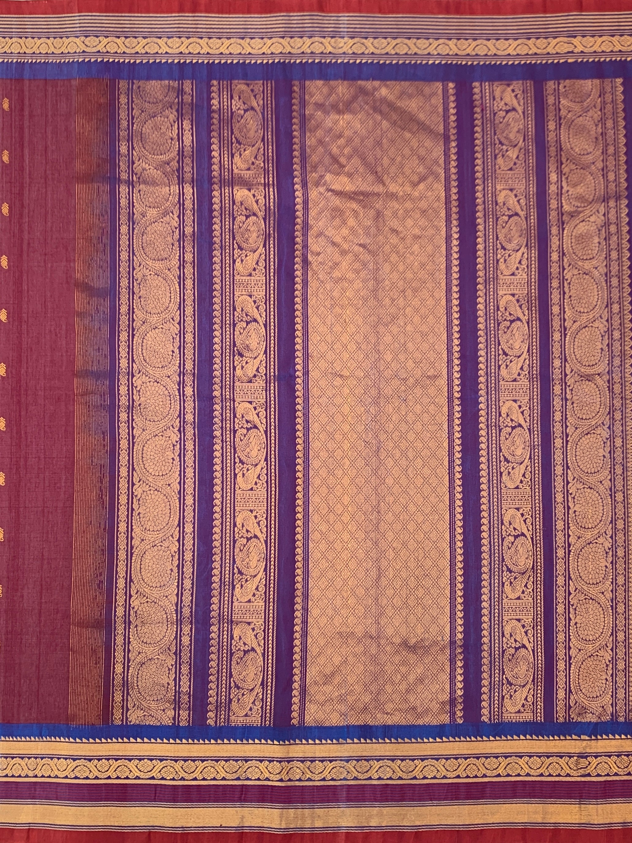 Handloom Gadwal Cotton Saree In Maroon Colour