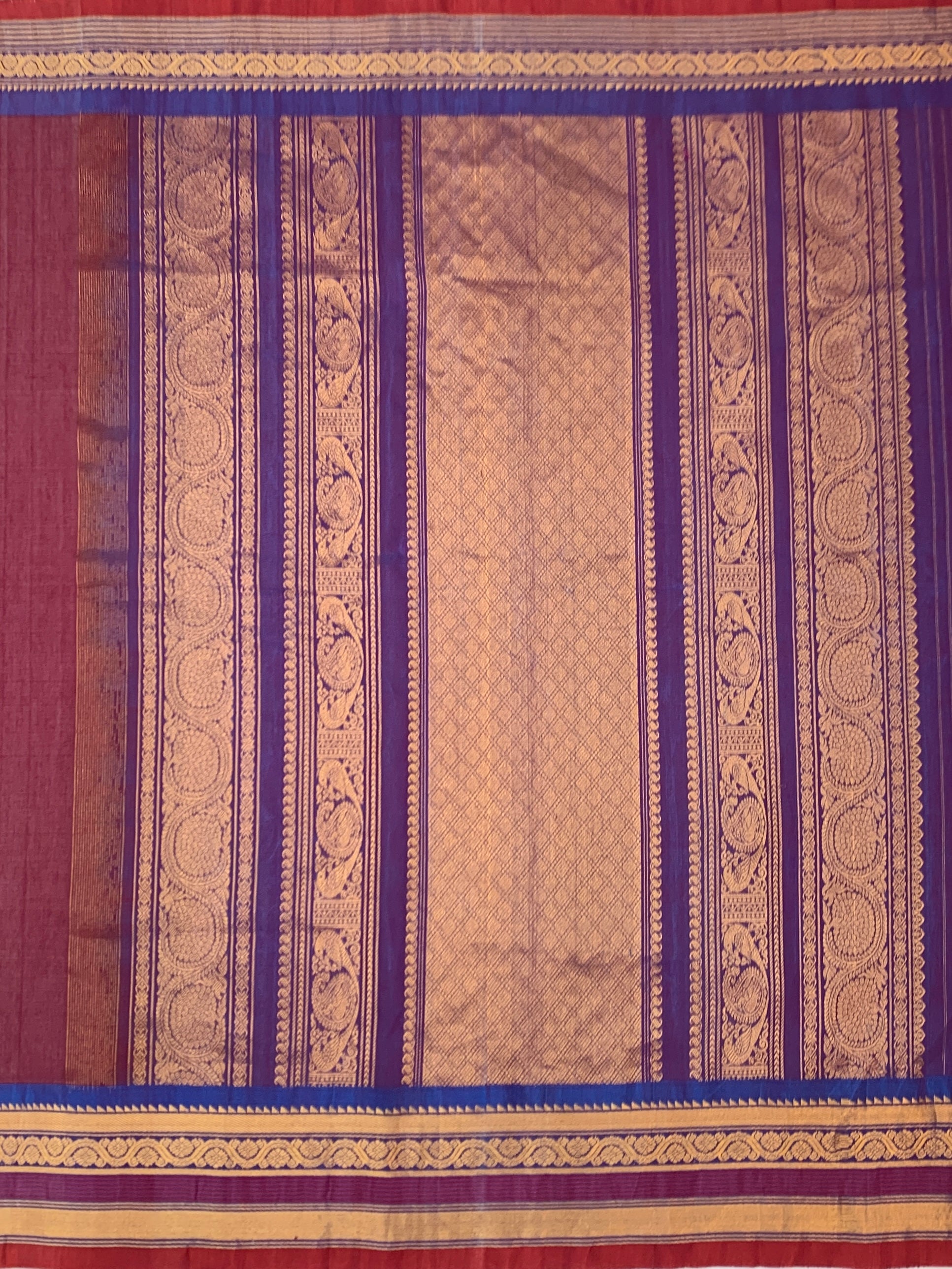 Handloom Gadwal Cotton Saree In Maroon Colour
