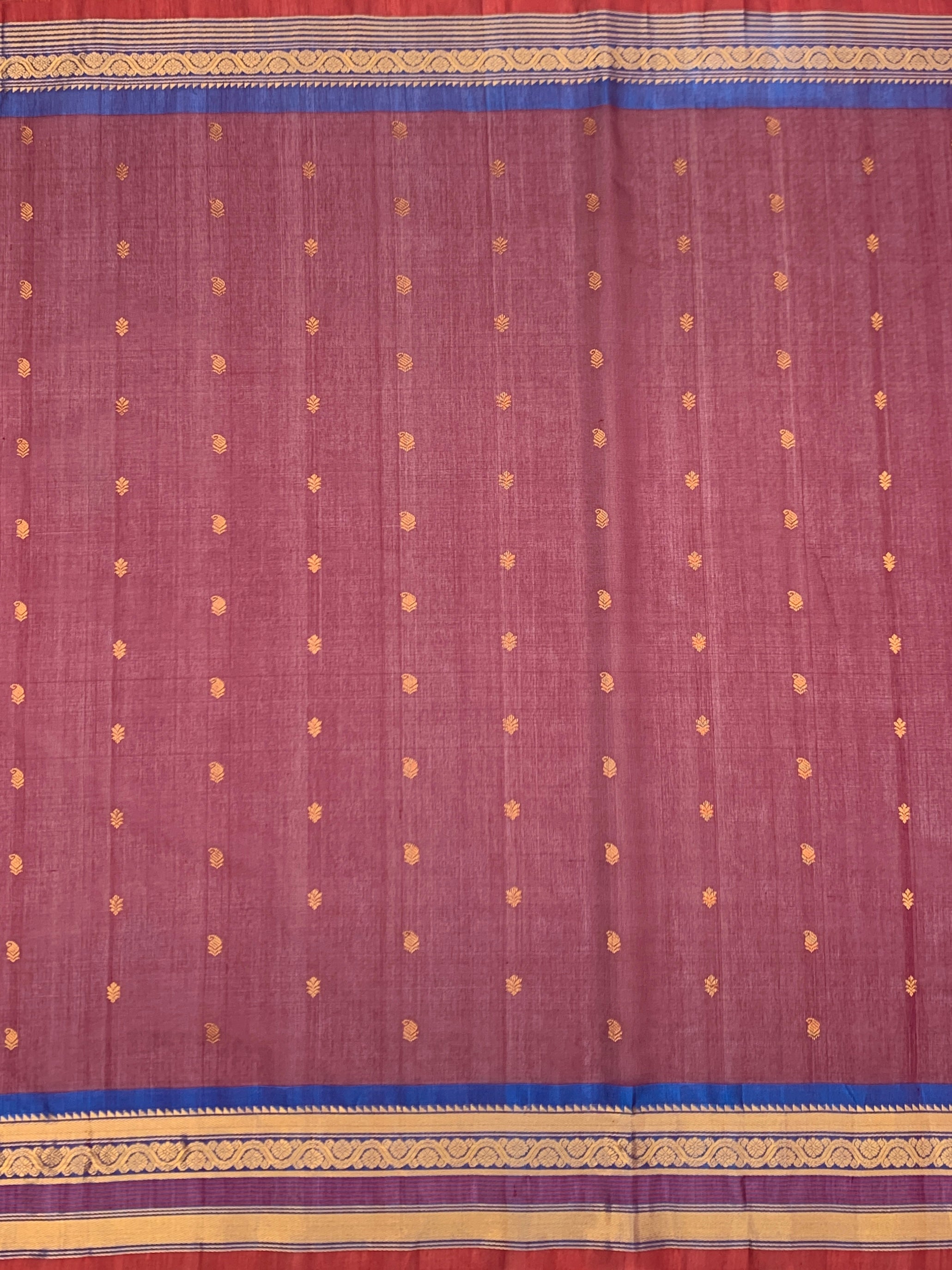 Handloom Gadwal Cotton Saree In Maroon Colour