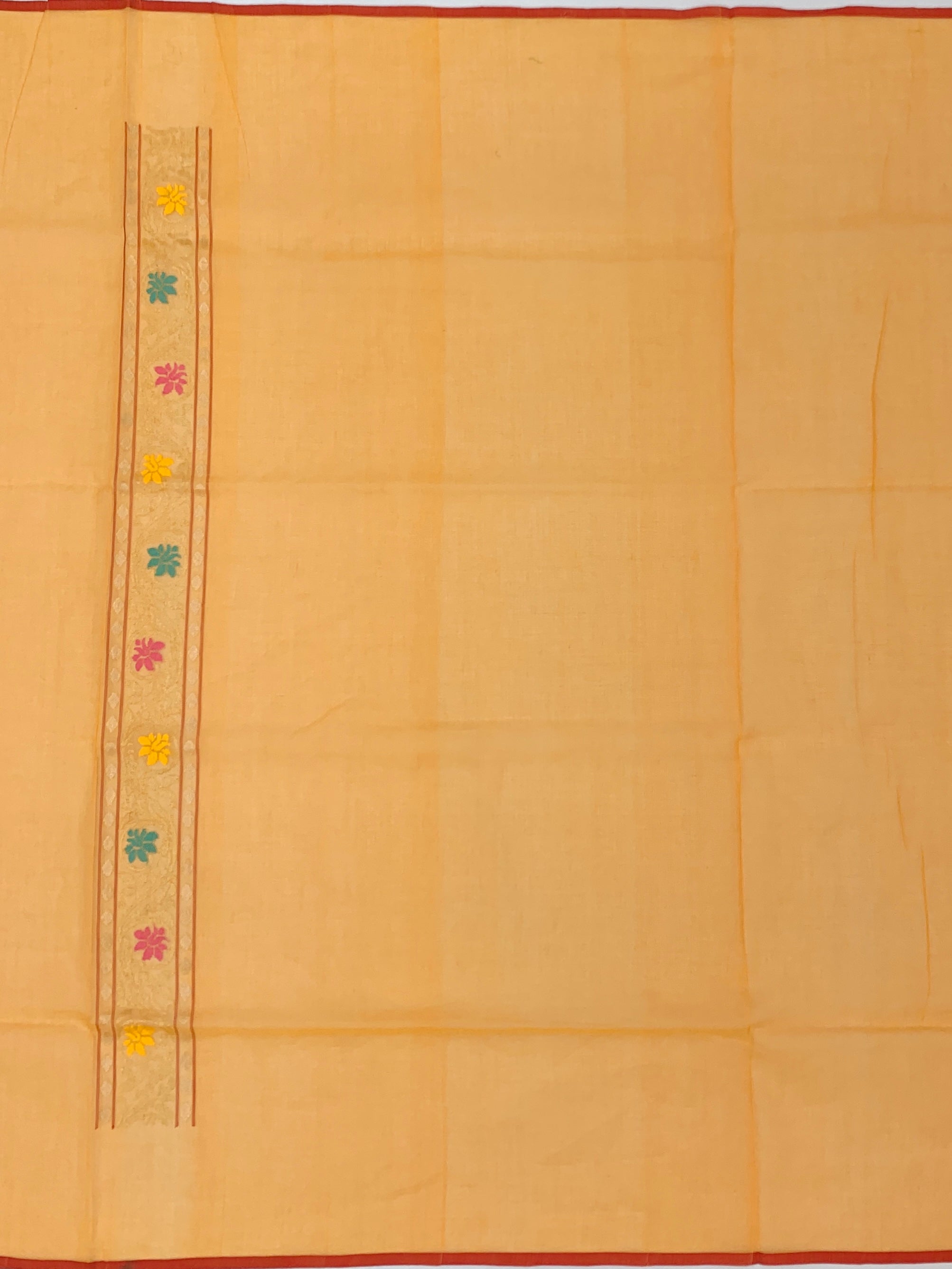 Lush Green and Beige Cotton Jamdani Saree with Geometric Trellis and Floral Weaves