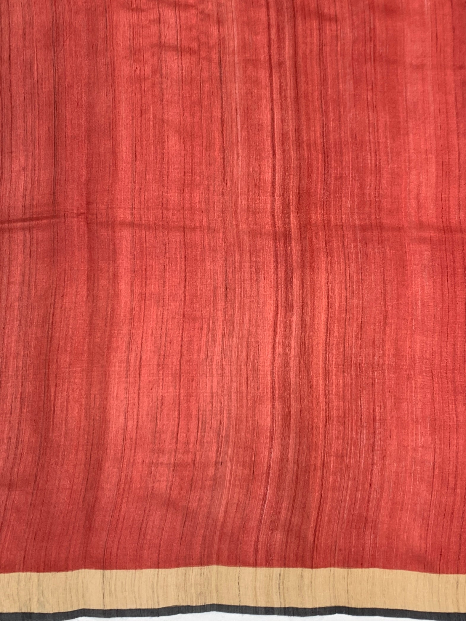 Charcoal & Crimson Checked Floral Tussore Saree