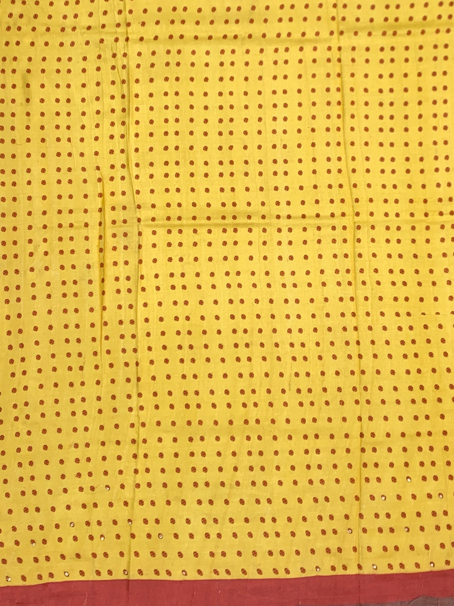 Mustard Yellow Tussore Silk Saree with Madhubani Folk Art Narrative & Micro-Bootis