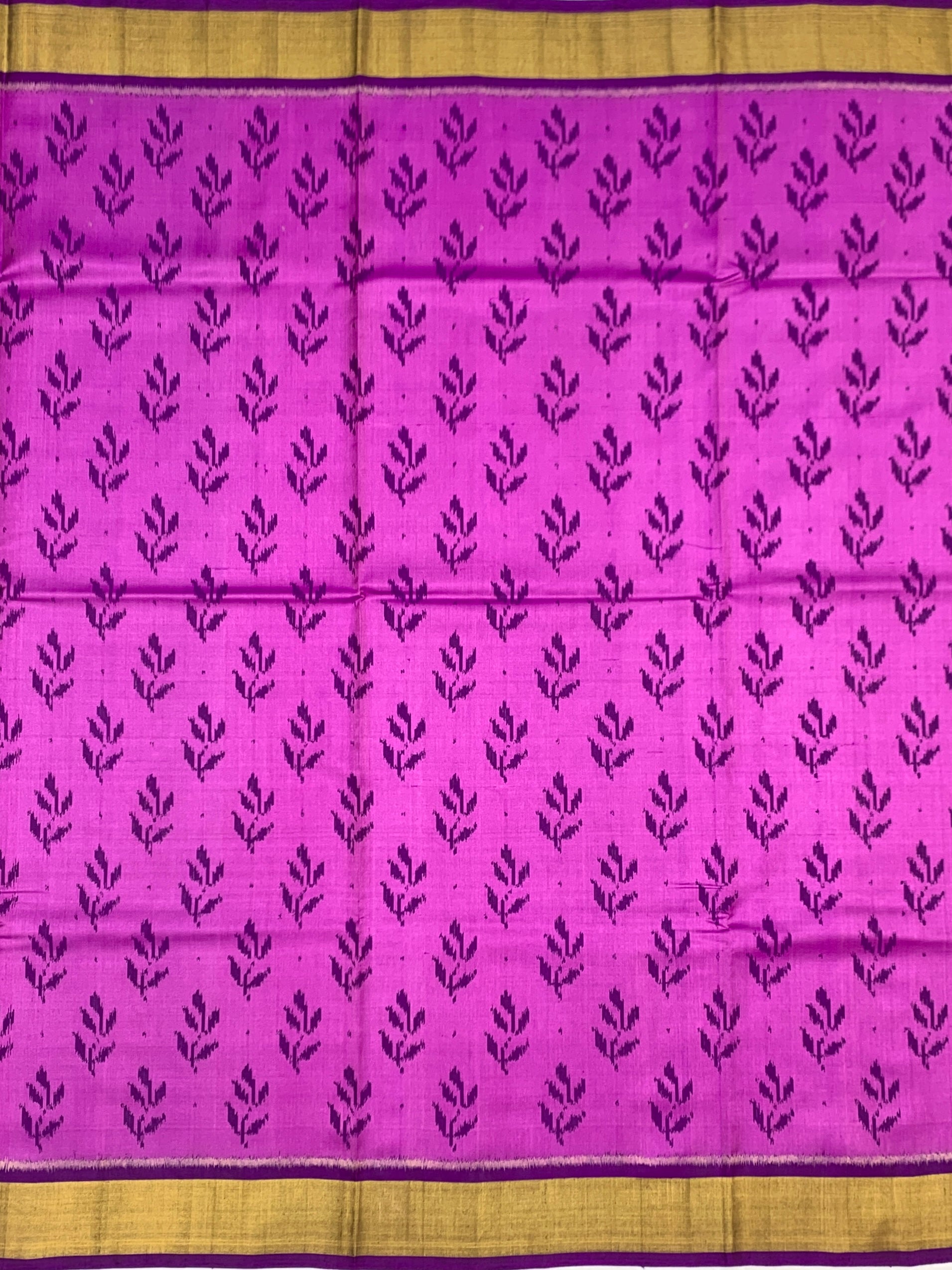 Fuchsia & Aubergine: Floral Ikat Rajkot Patola Silk Saree