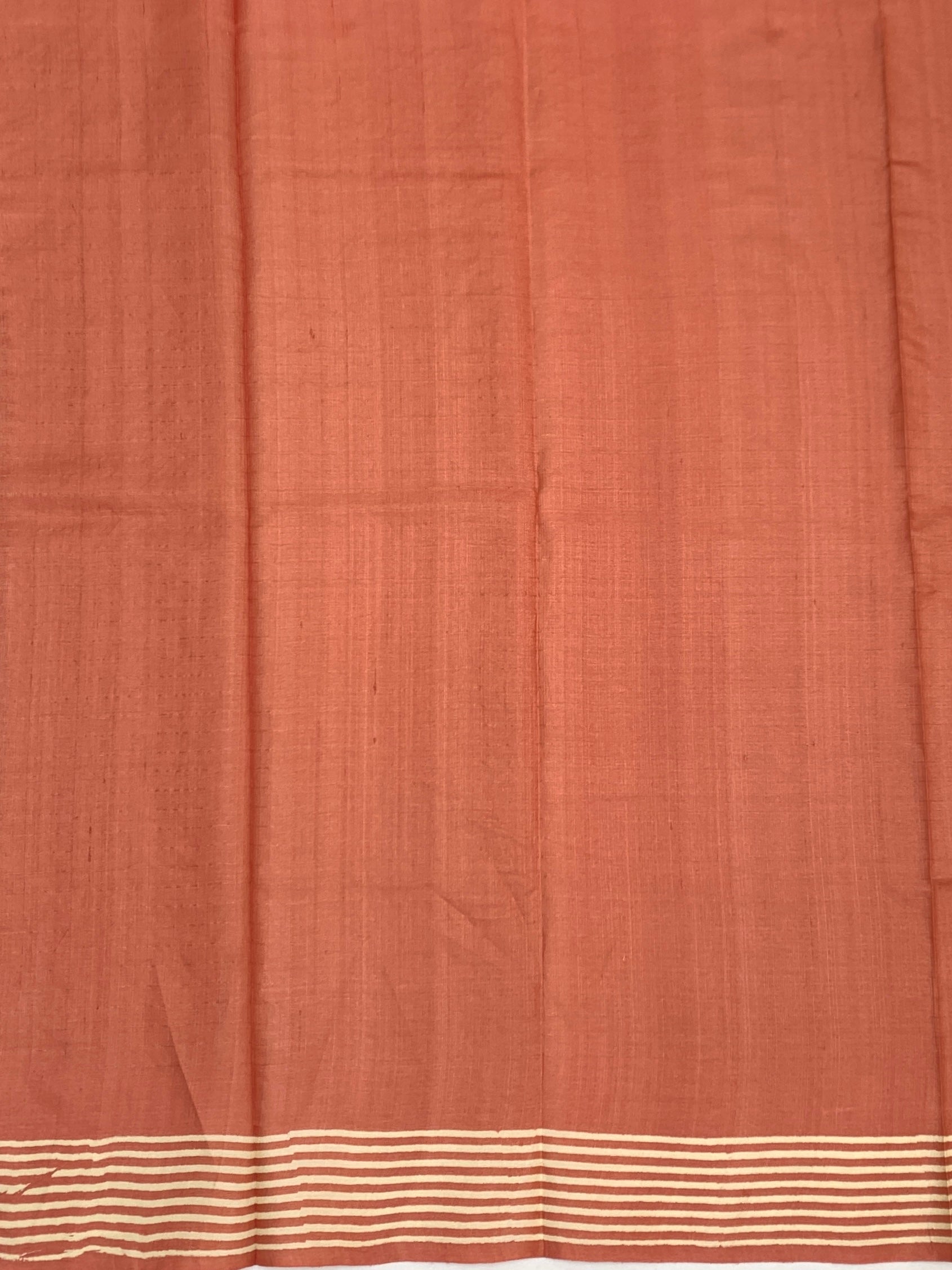 Earthy Terracotta Rust Printed Tussore Saree