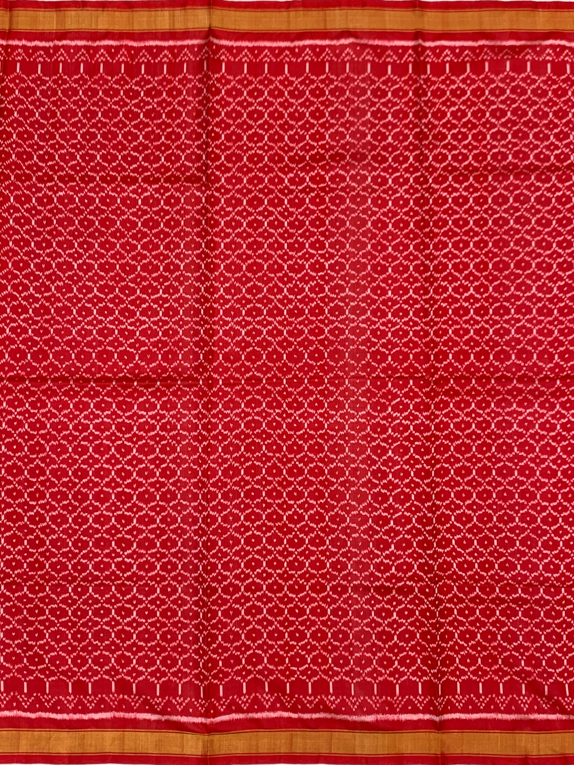 Ruby Red Geometric Lattice: Heritage Rajkot Patola Silk Saree