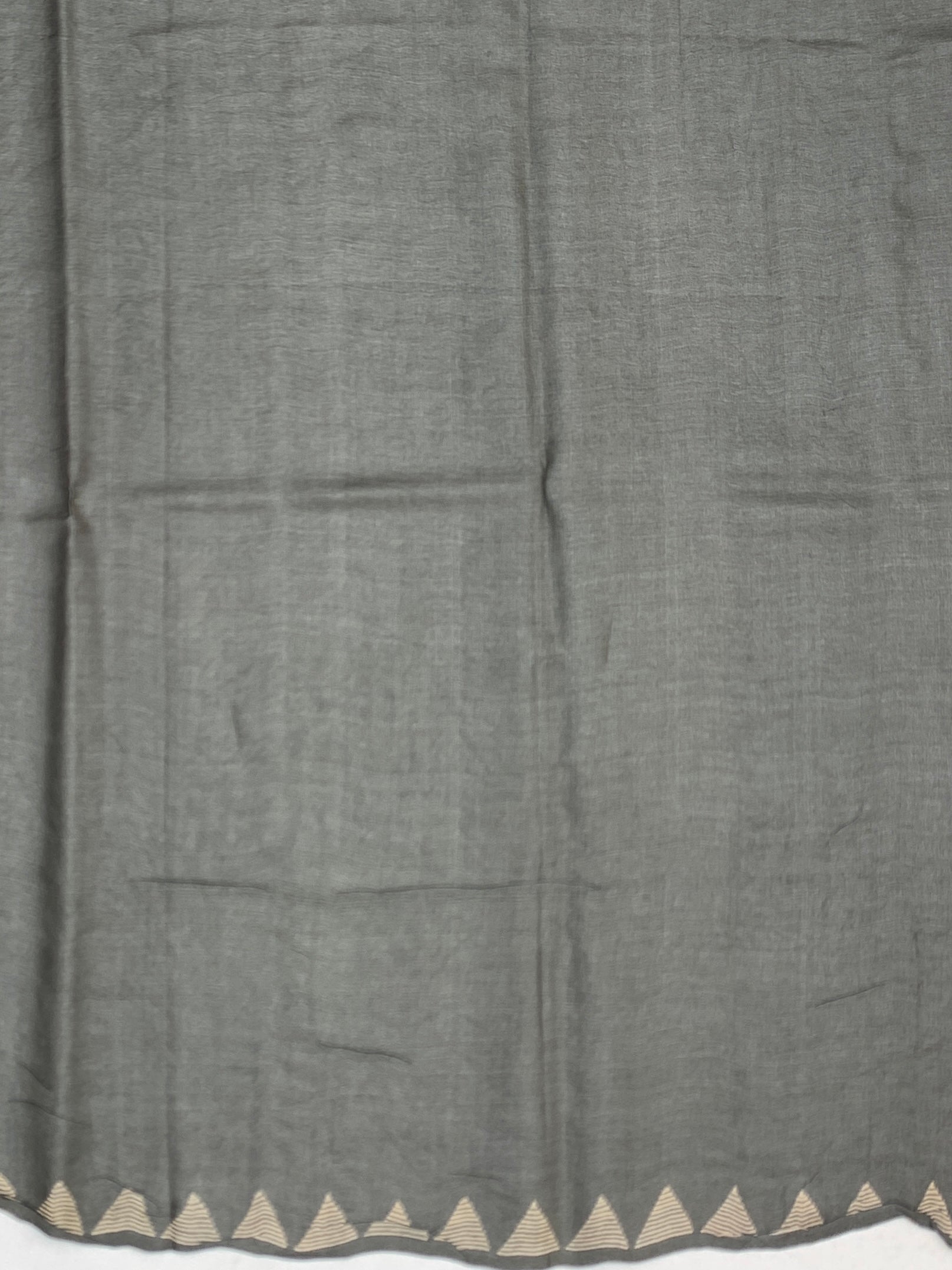 Fuchsia Pink & Slate Grey Geometric Printed Tussore Silk Saree
