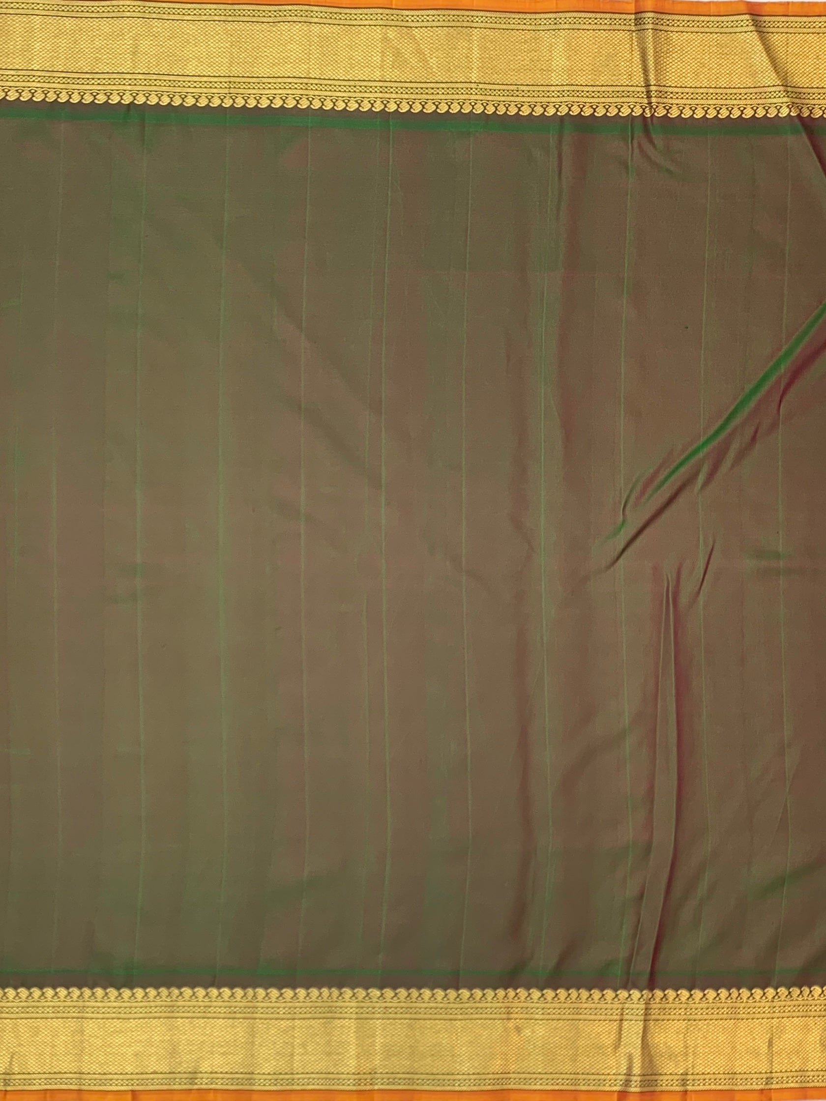 Magical Rani Pink & Olive Green Handwoven Gadwal Twill Pattu Saree