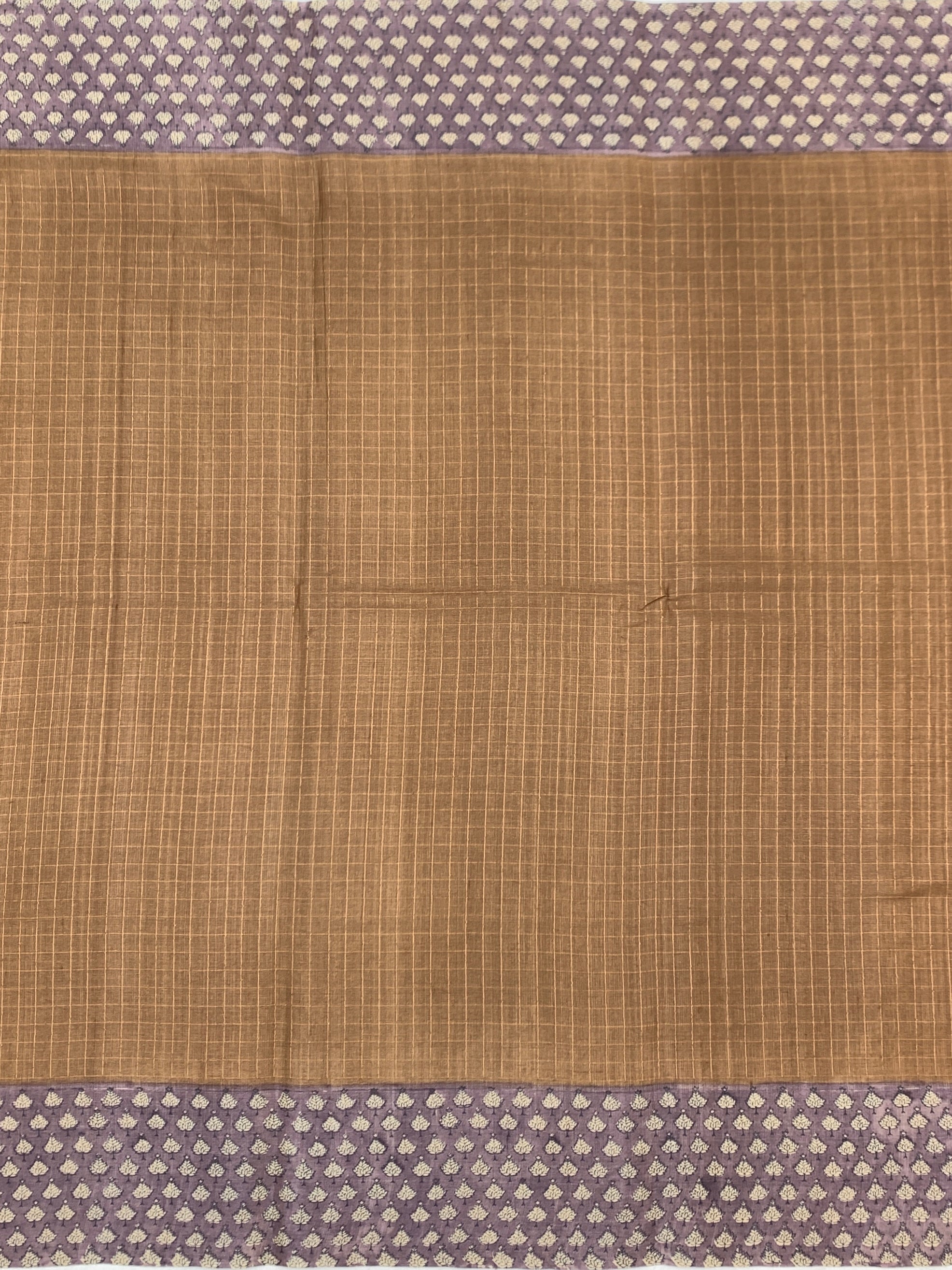 Caramel Brown & Dusty Lavender Printed Tussore Saree