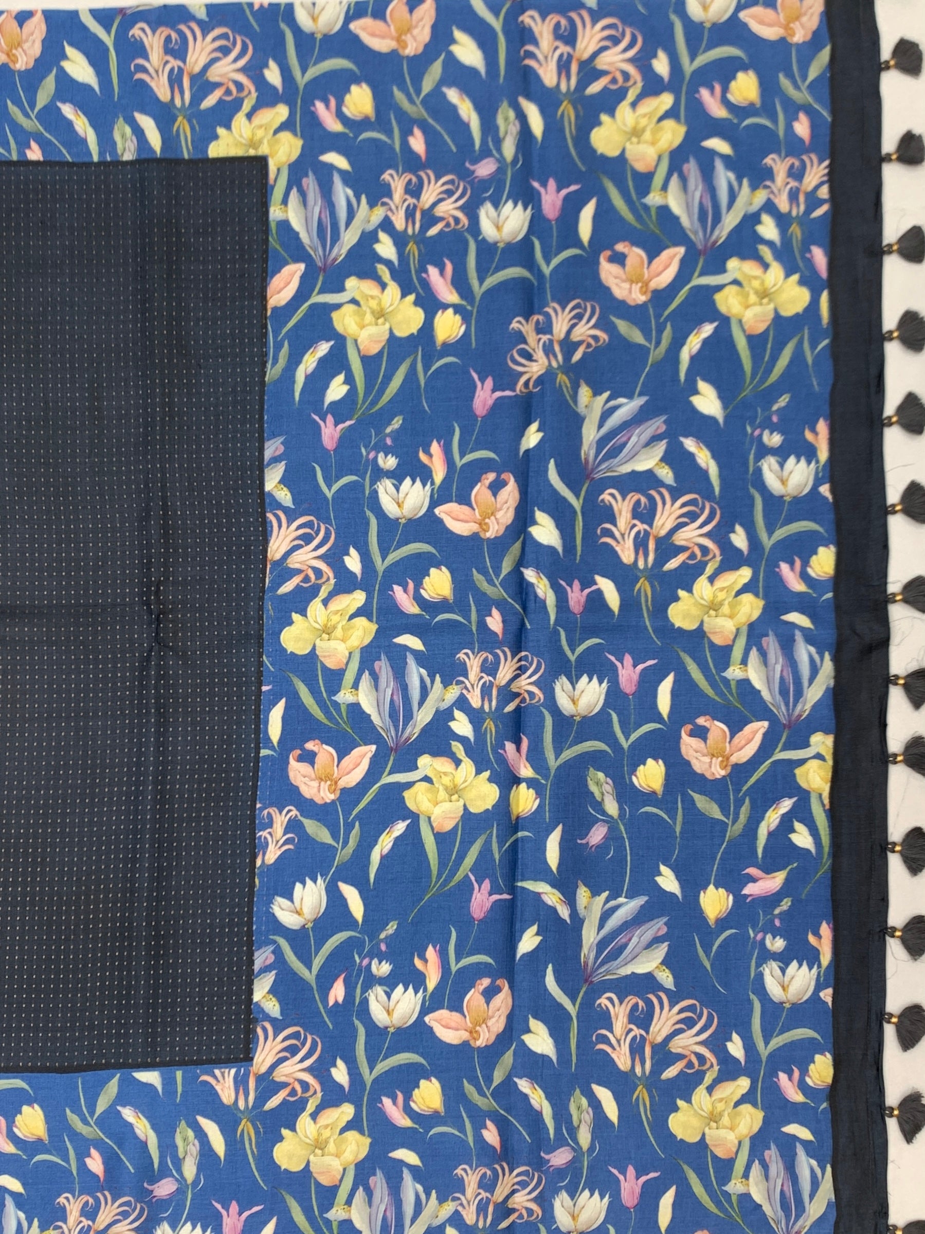 Midnight & Sapphire Botanical Tussore Saree