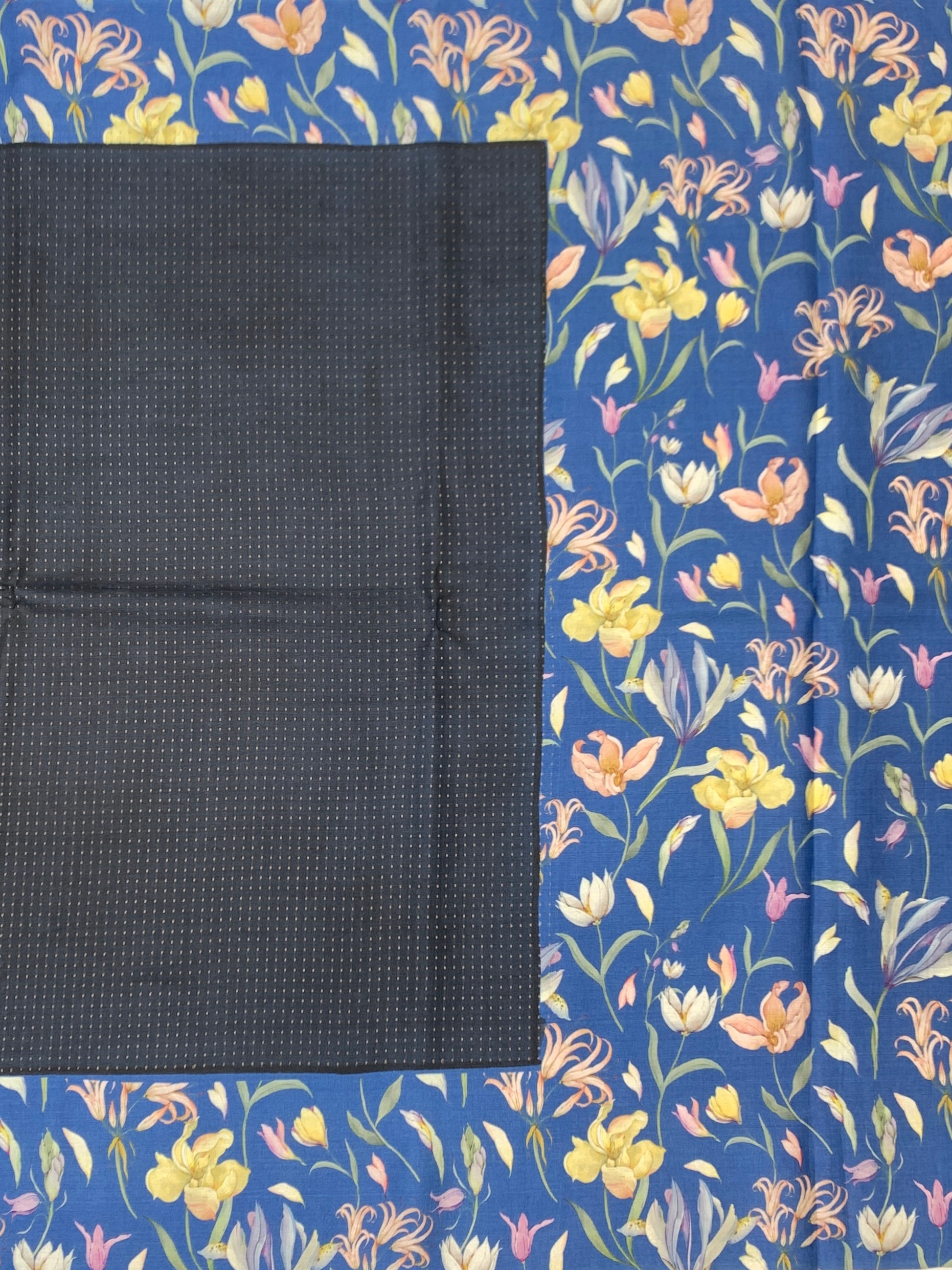 Midnight & Sapphire Botanical Tussore Saree