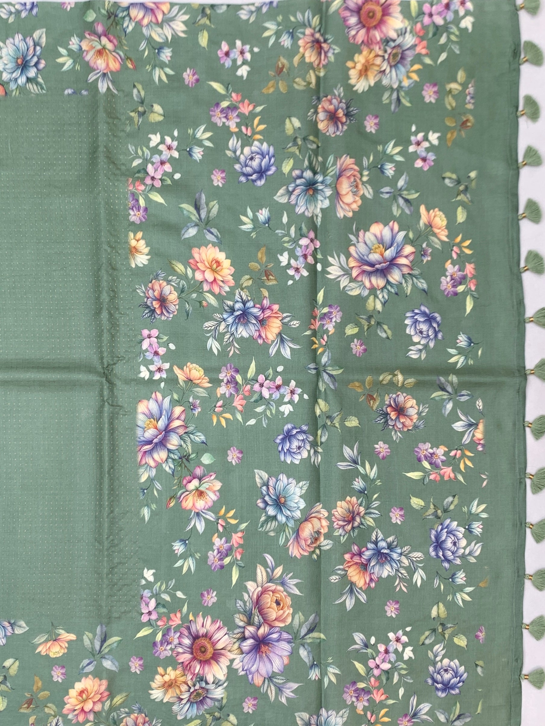 Enchanted Garden Floral Printed Tussore Saree