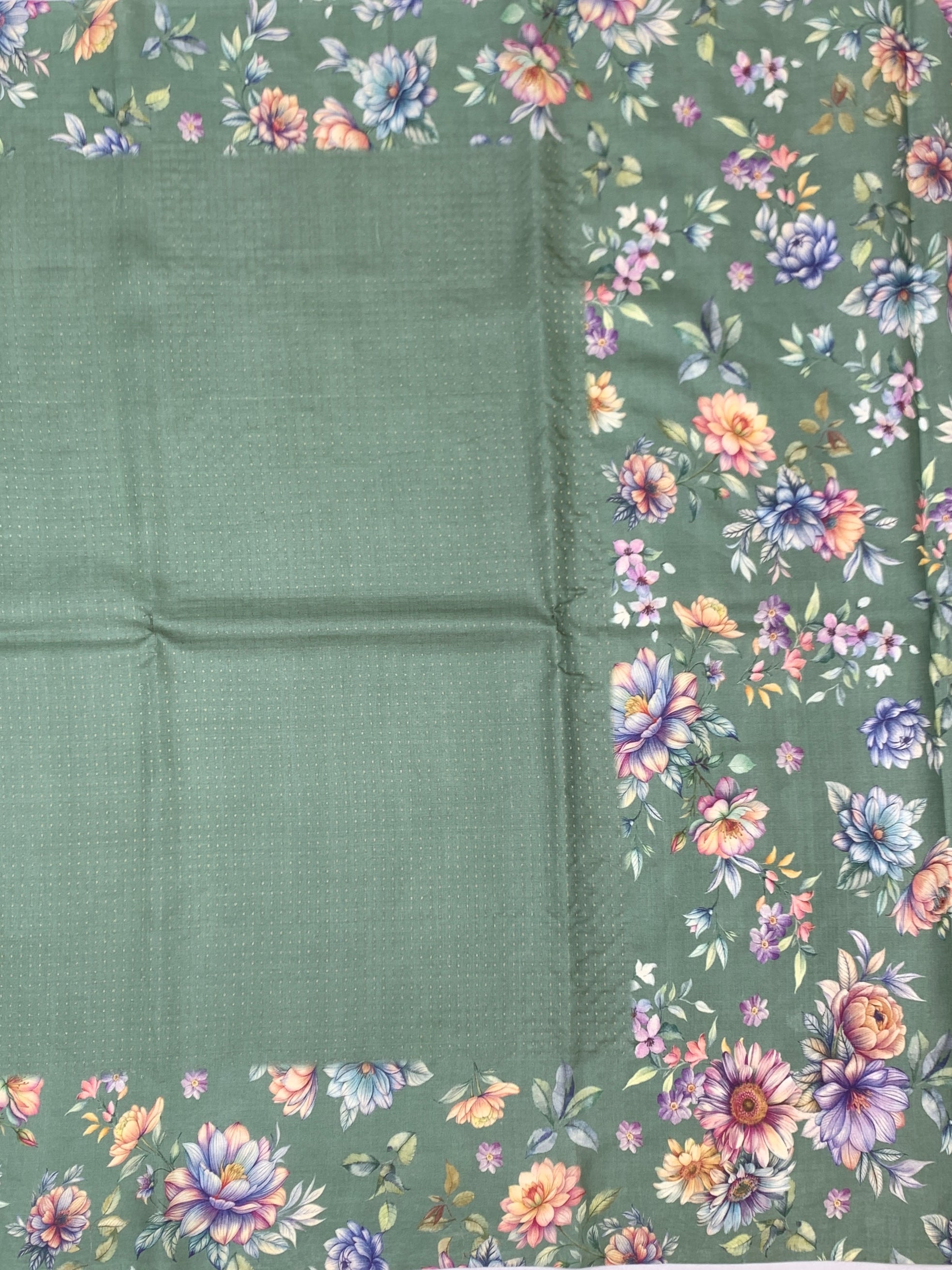 Enchanted Garden Floral Printed Tussore Saree