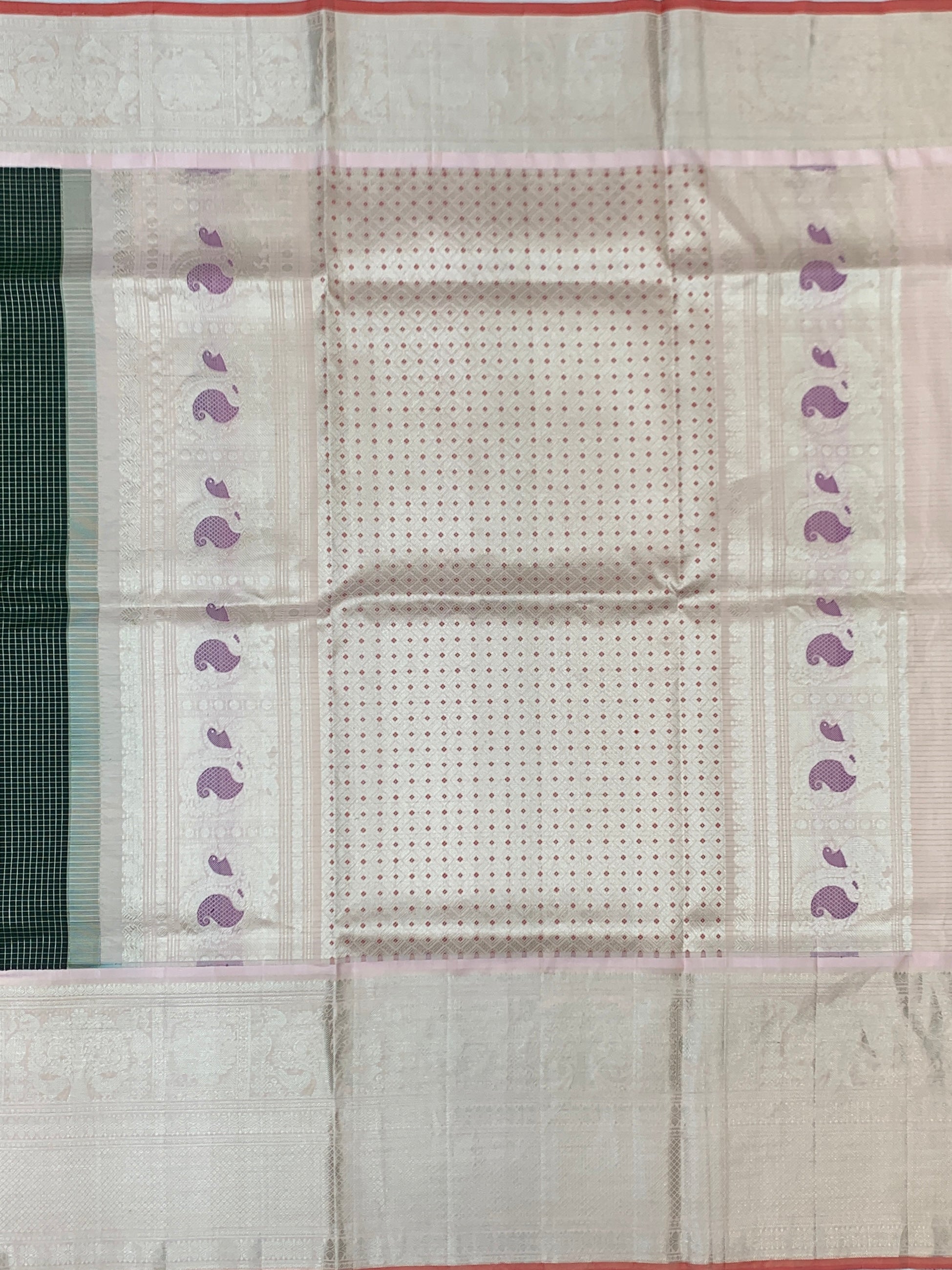 Bottle Green & Silver Gadwal Pattu Saree