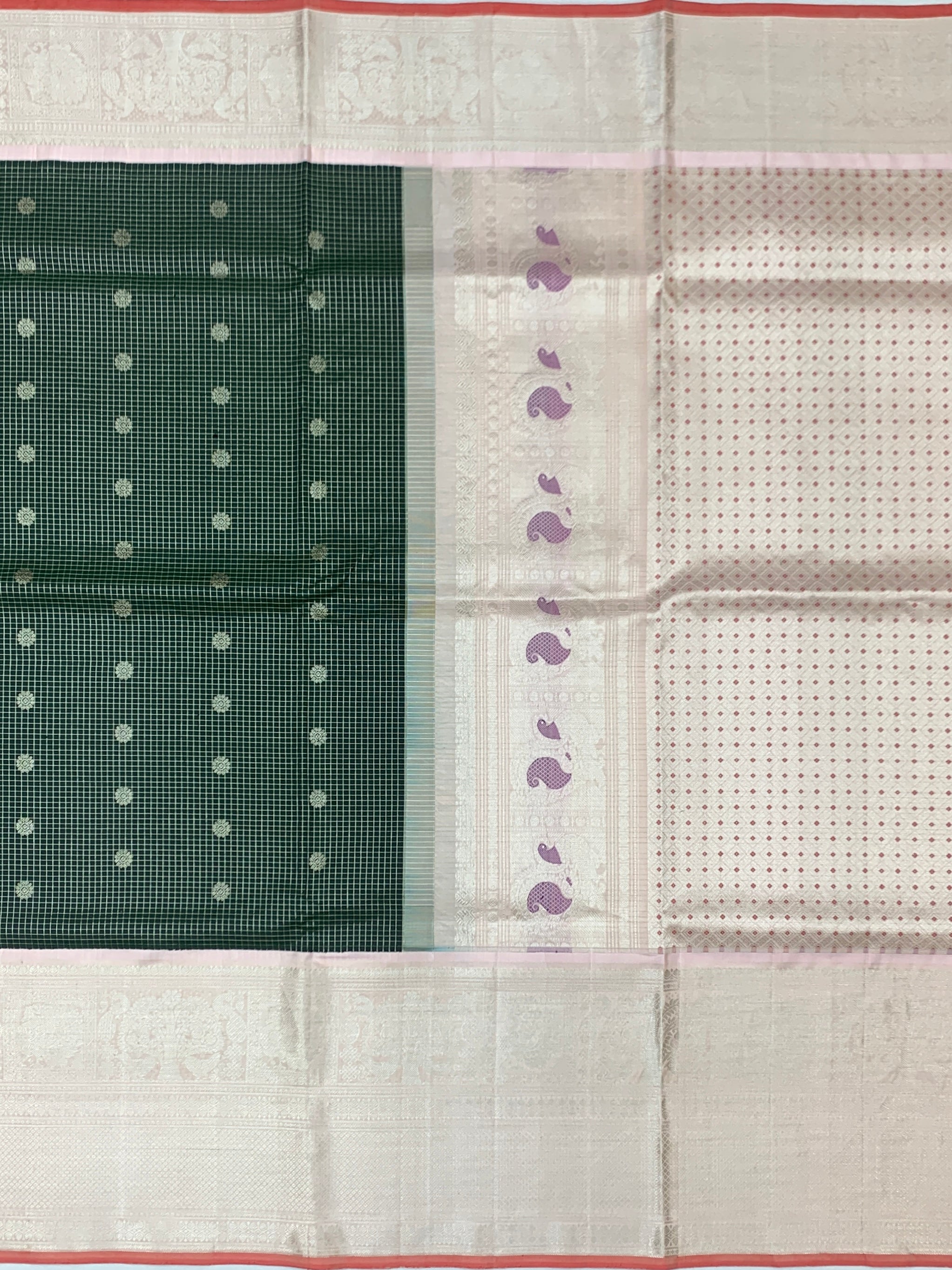 Bottle Green & Silver Gadwal Pattu Saree