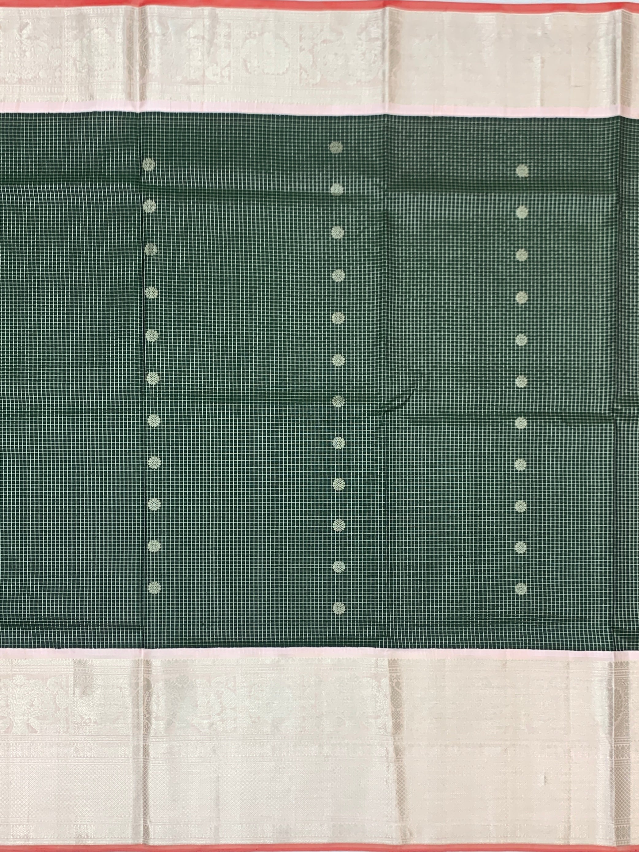 Bottle Green & Silver Gadwal Pattu Saree