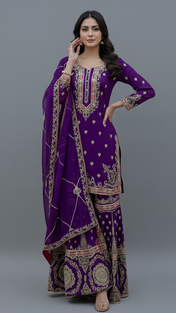 Sharara Dress Purple In Colour