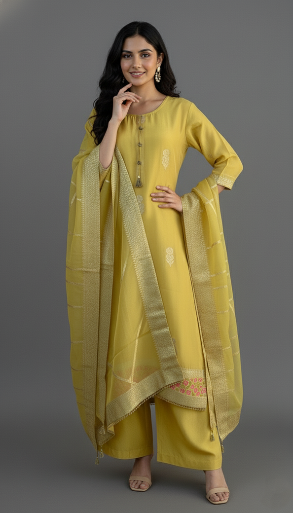 Yellow Straight Suit Set