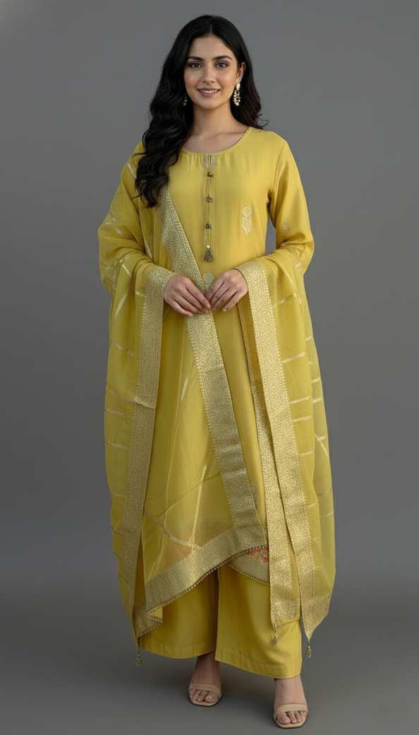 Yellow Straight Suit Set