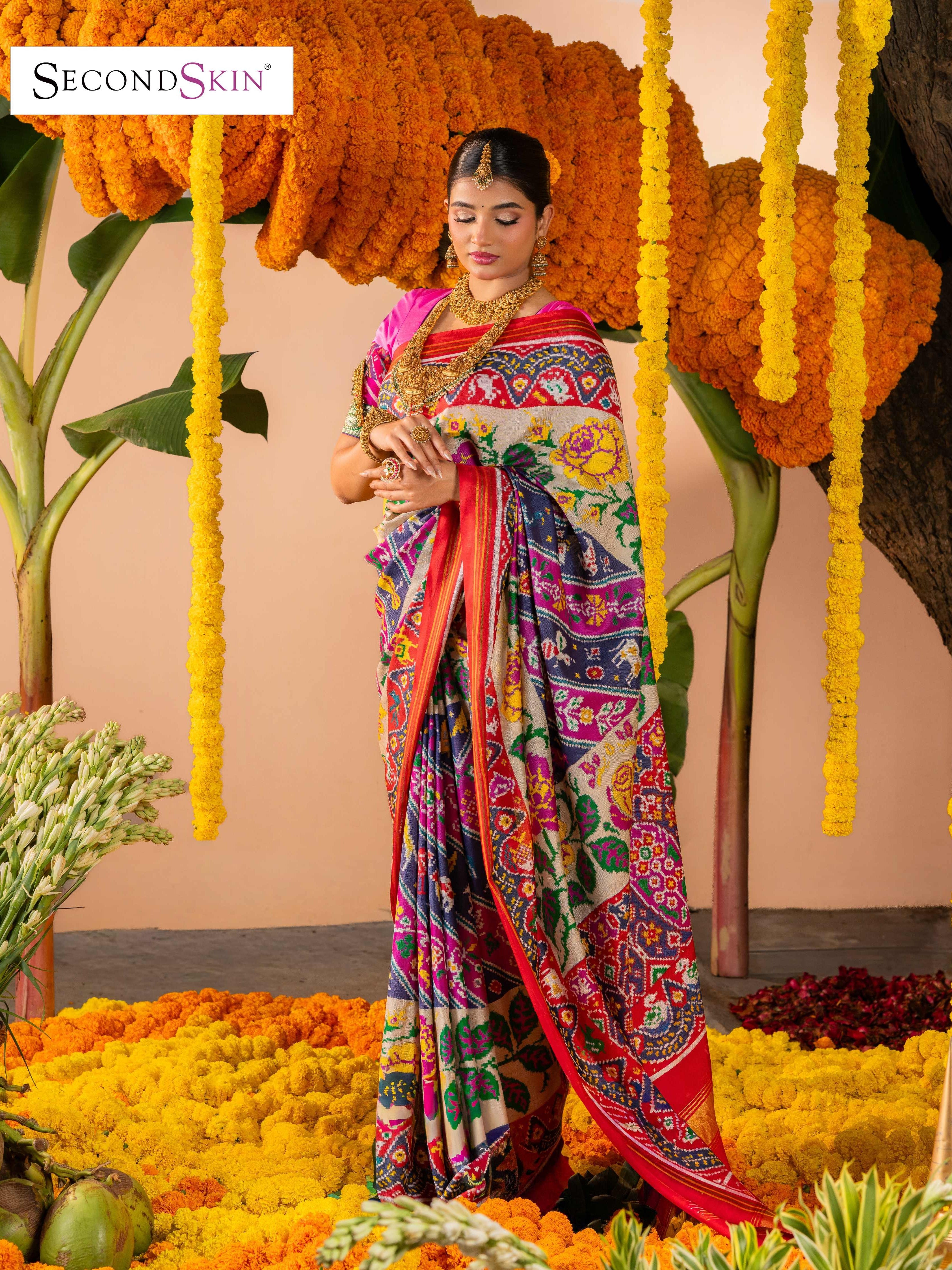 Heritage 72-Figure Vegetable Dye Double Ikat Patan Patola Saree