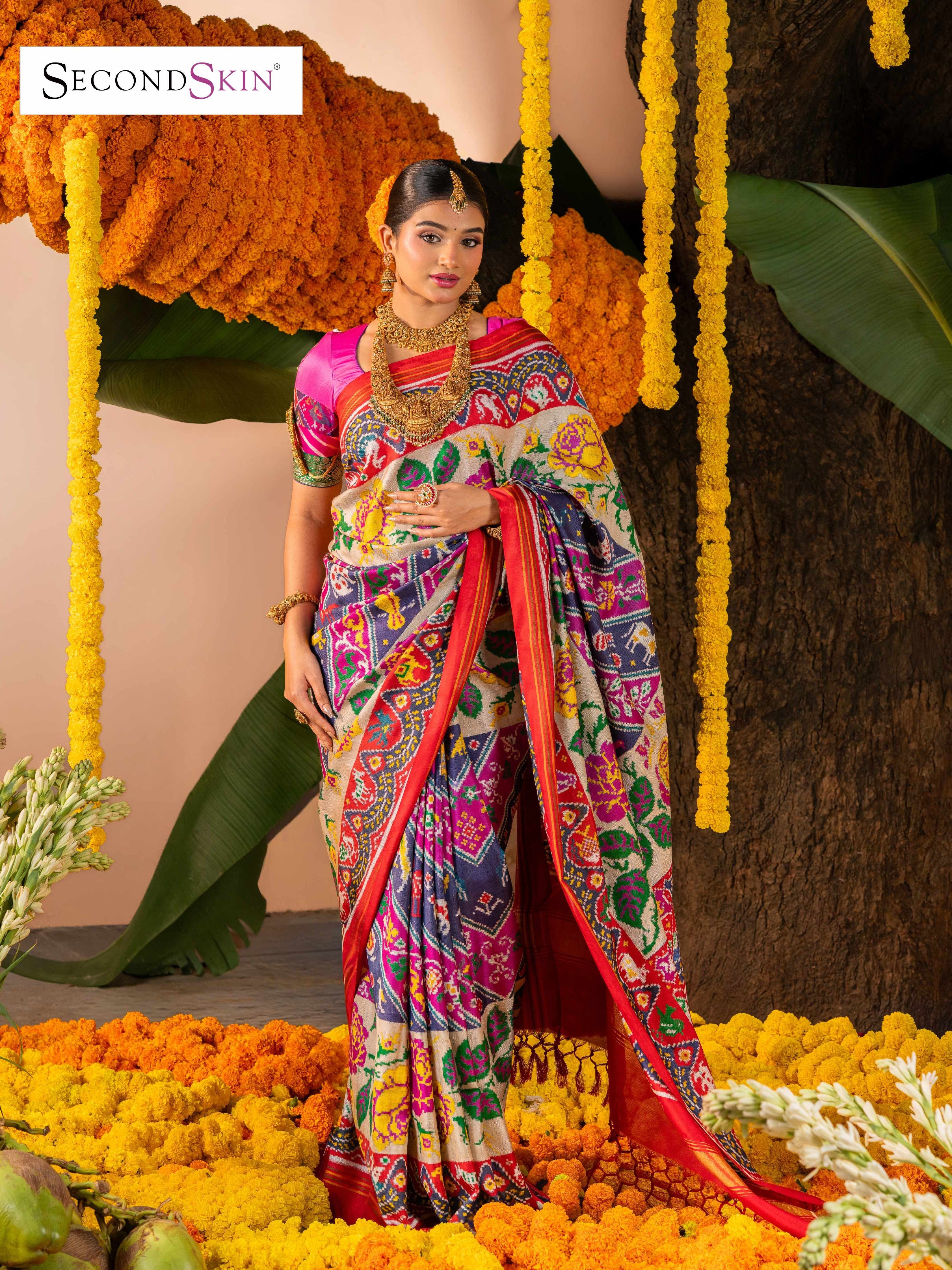 Heritage 72-Figure Vegetable Dye Double Ikat Patan Patola Saree