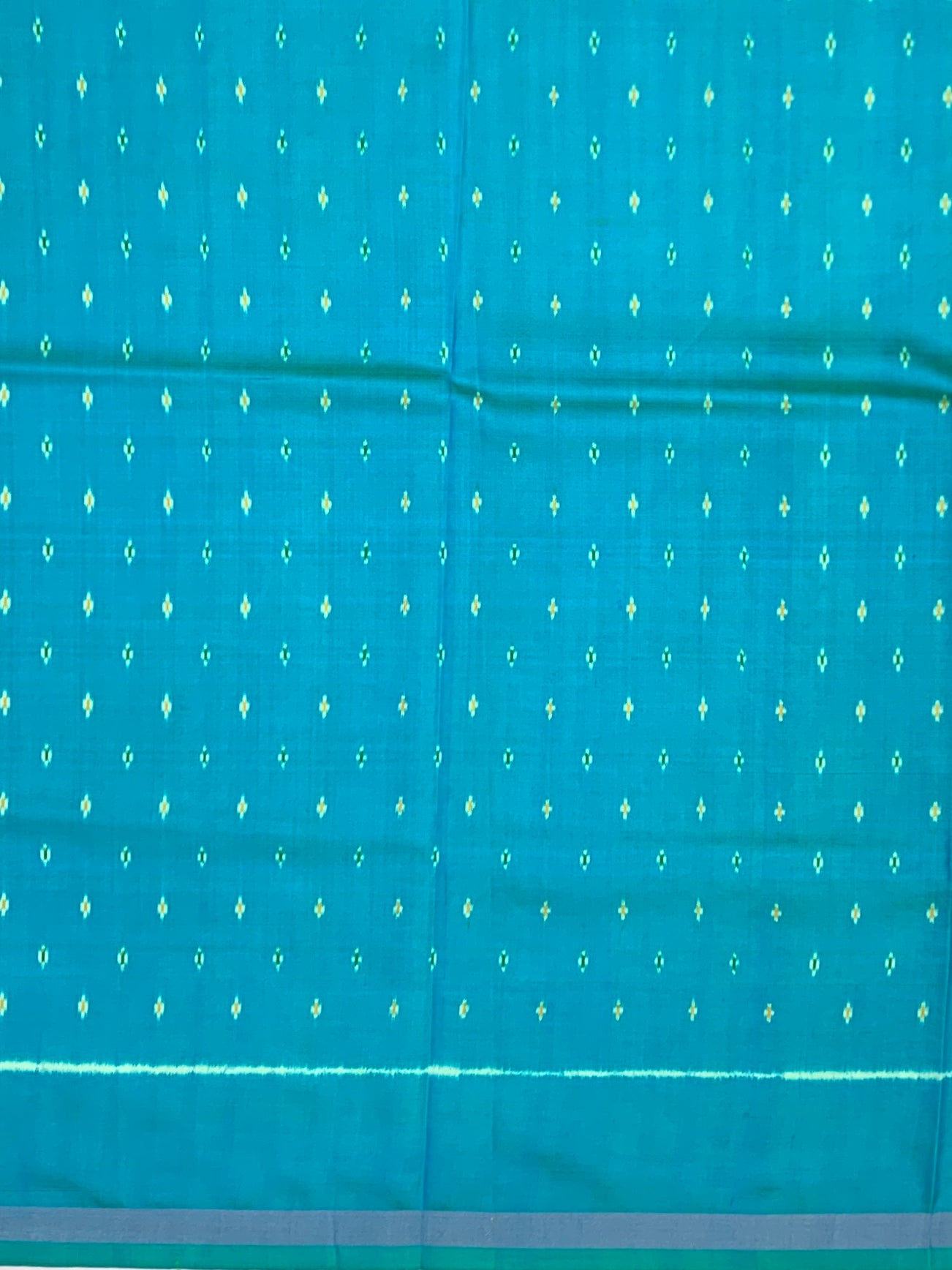 Turquoise Blue Kalamkari Lotus & Patola Print Saree