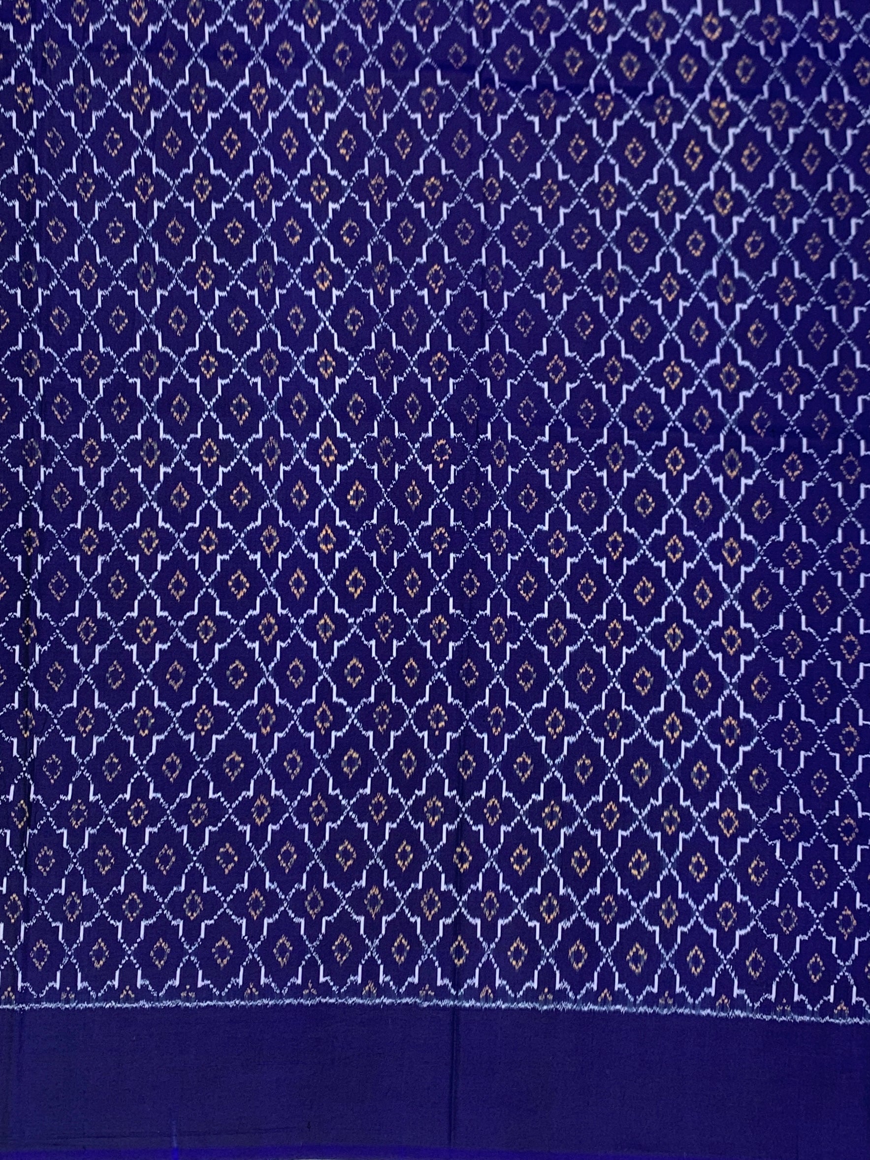 Royal Blue Floral Print Patola Saree with Geometric Blouse