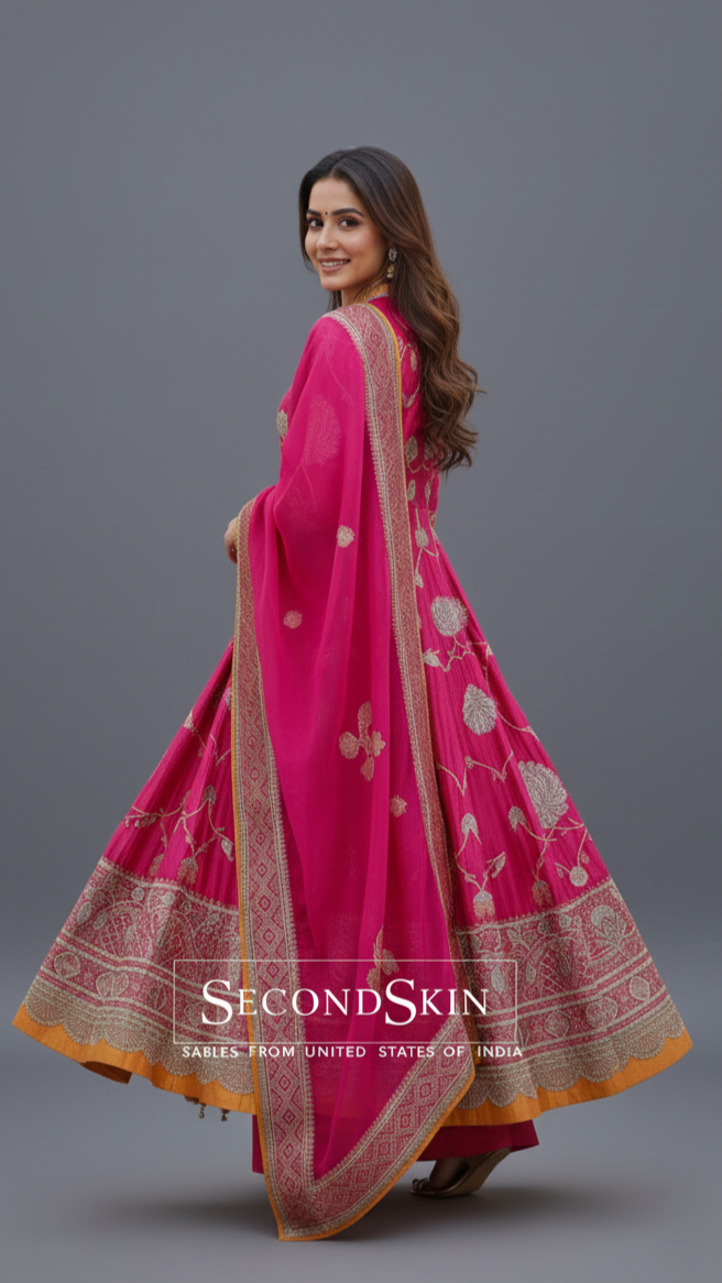 Anarkali Suit Set Pink In Colour
