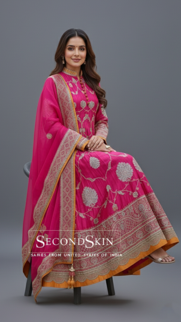 Anarkali Suit Set Pink In Colour