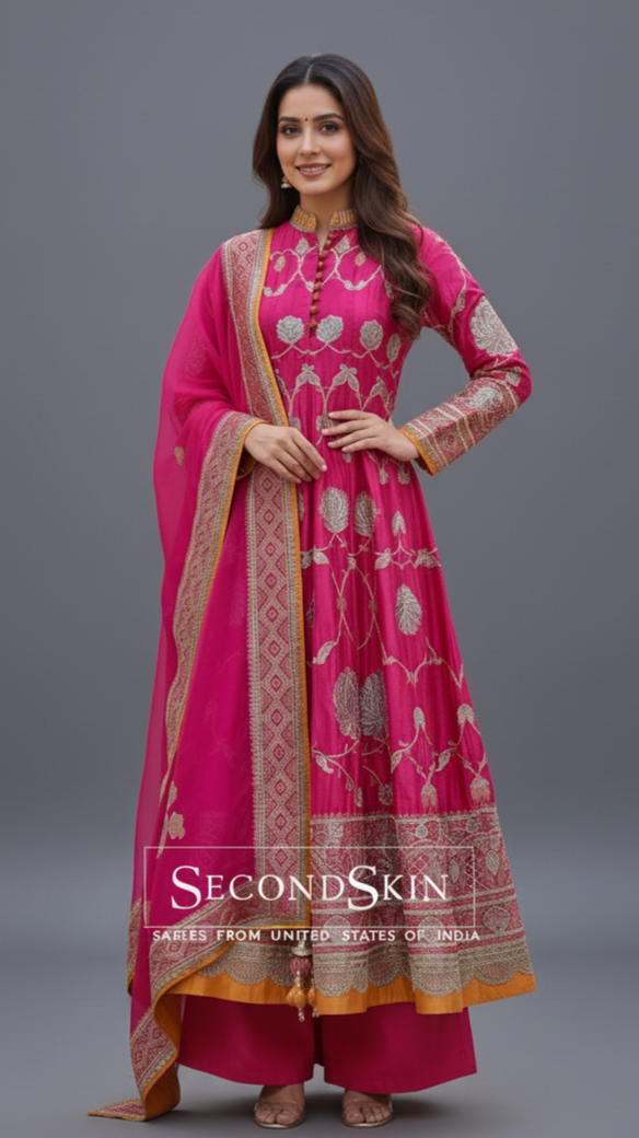 Anarkali Suit Set Pink In Colour