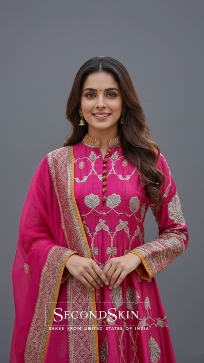 Anarkali Suit Set Pink In Colour