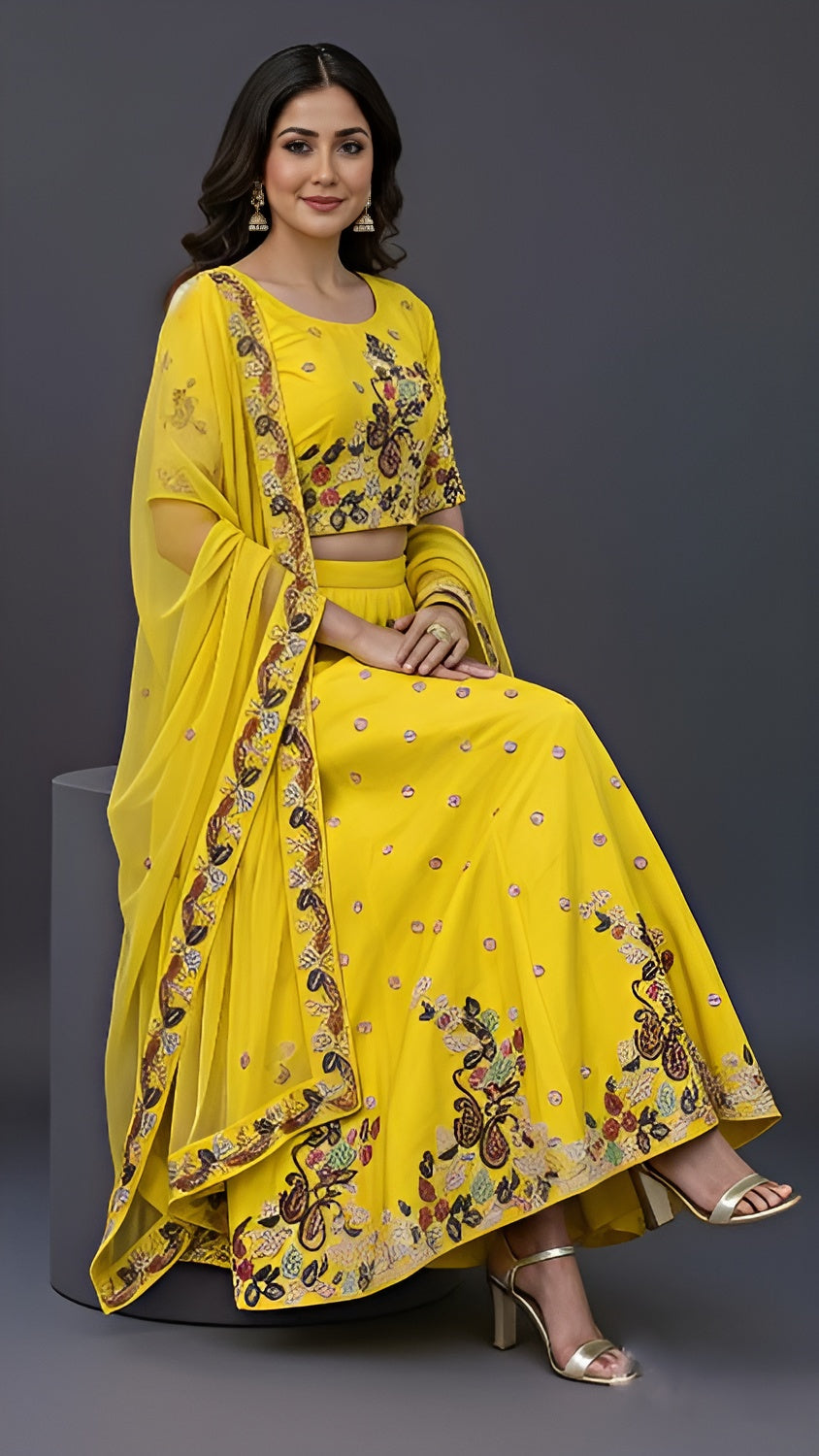 Raw-Silk Lehenga In Yellow In Colour