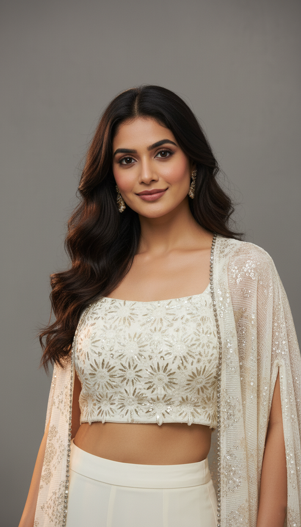 Georgette Indo Western Cape Set