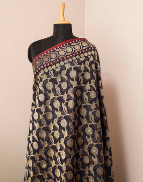Jamdani-Handwoven Black In Colour Real Zari Cotton Jamdani