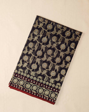 Jamdani-Handwoven Black In Colour Real Zari Cotton Jamdani