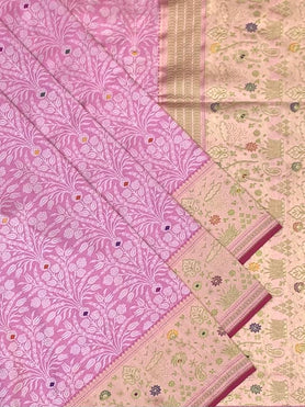 Banarasi Silk Baby Pink In Colour