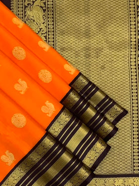Kanjeevaram Orange In Colour With A Contrast Border