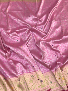 Banarasi Silk Baby Pink In Colour