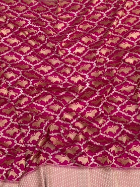 Banarasi Silk Saree Dark-Pink In Colour