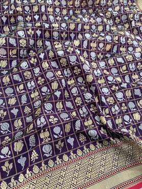 Banarasi silk saree Purple In Colour