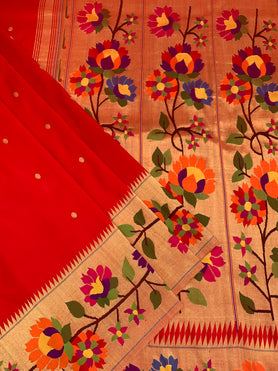 Paithani Saree Red In Colour