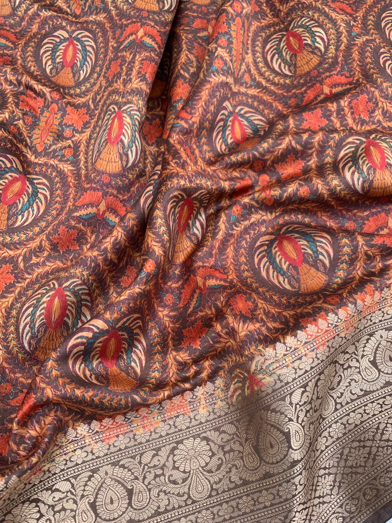 Chiniya Silk Saree Brown In Colour
