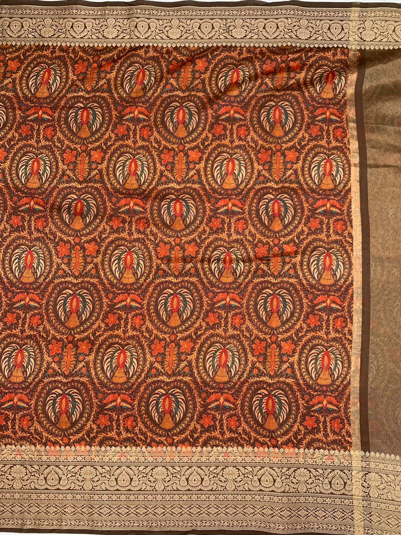 Chiniya Silk Saree Brown In Colour