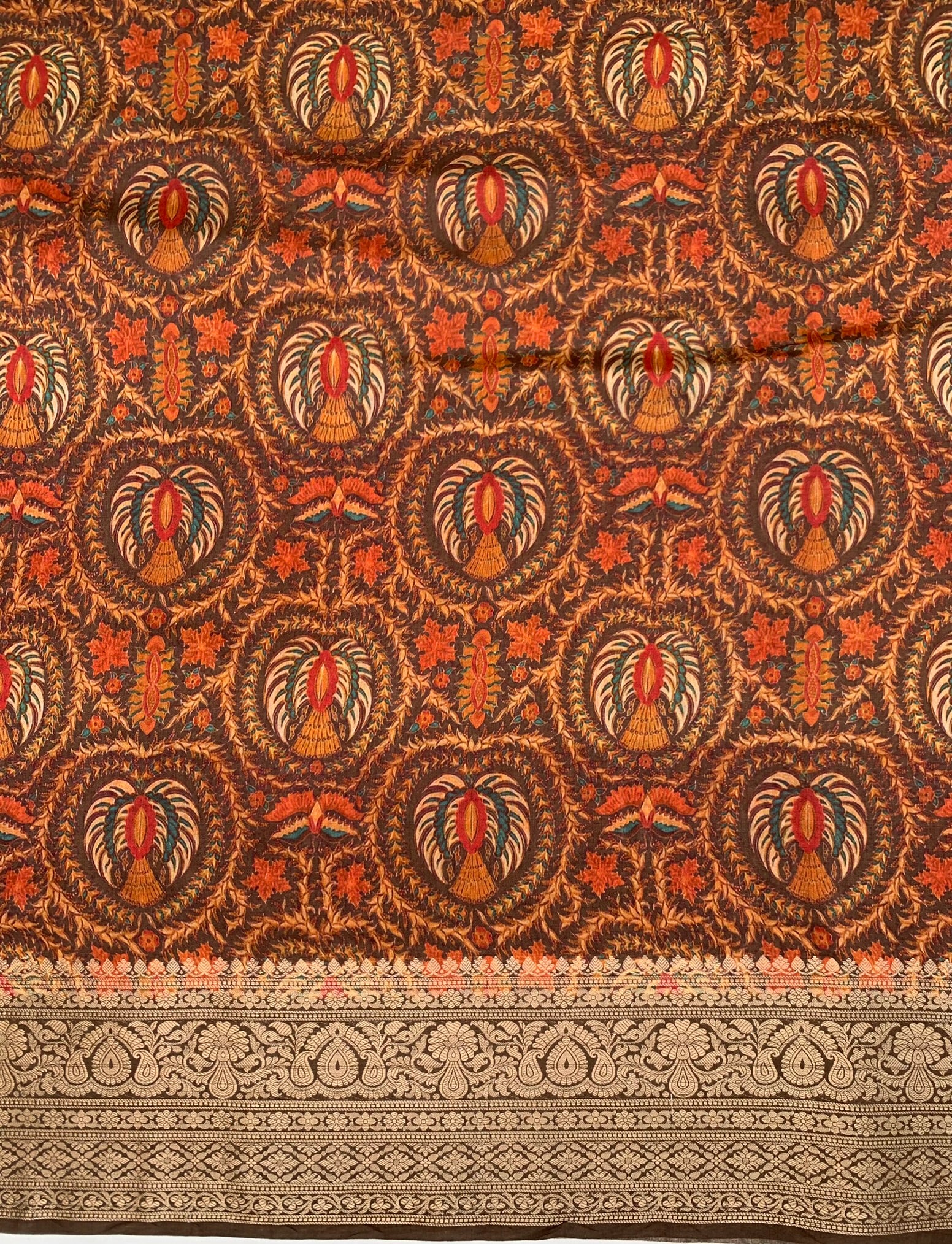 Chiniya Silk Saree Brown In Colour
