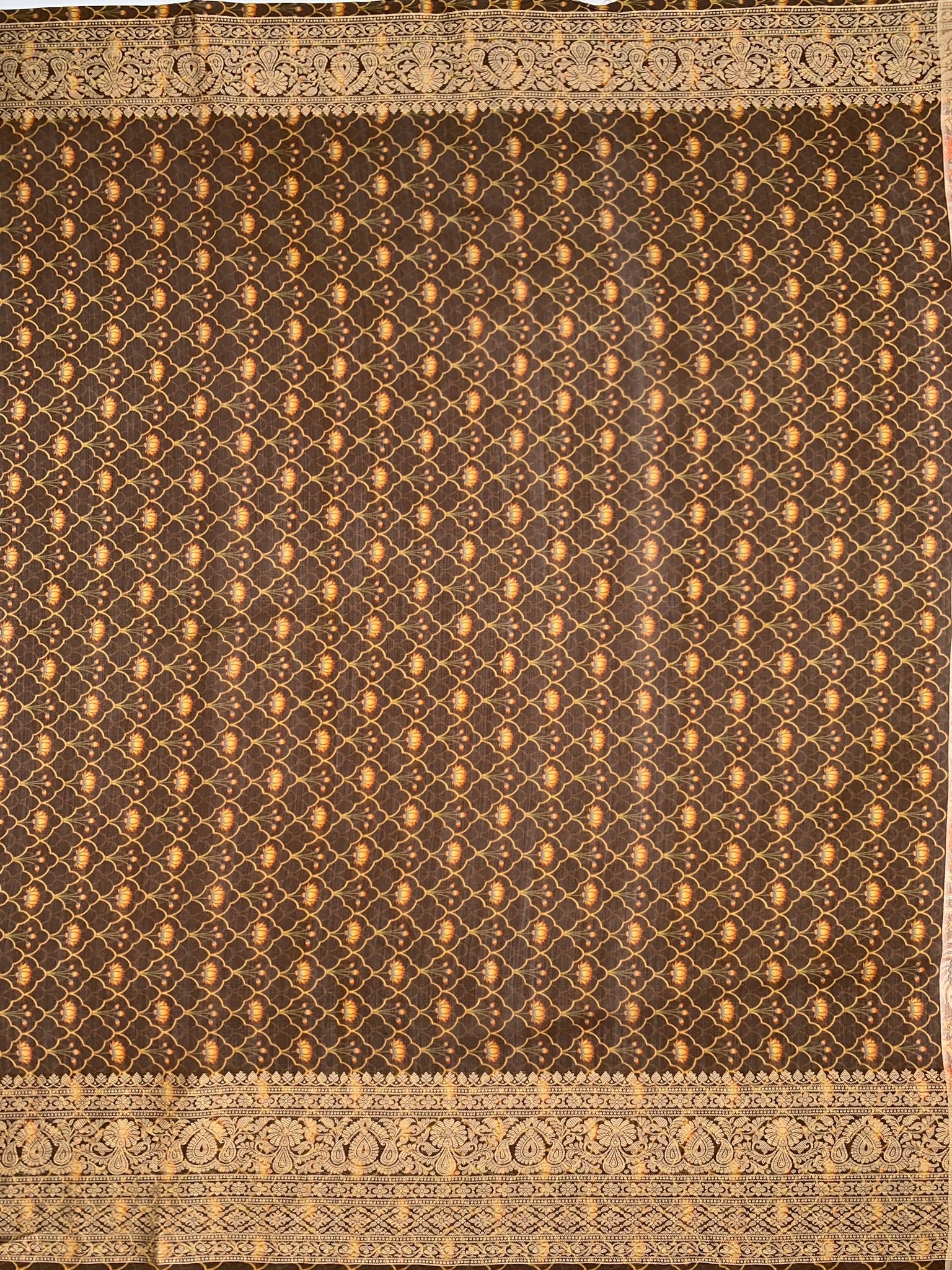 Chiniya Silk Saree Brown In Colour
