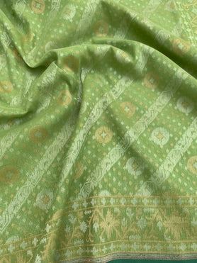 Jamdani Saree Green In Colour
